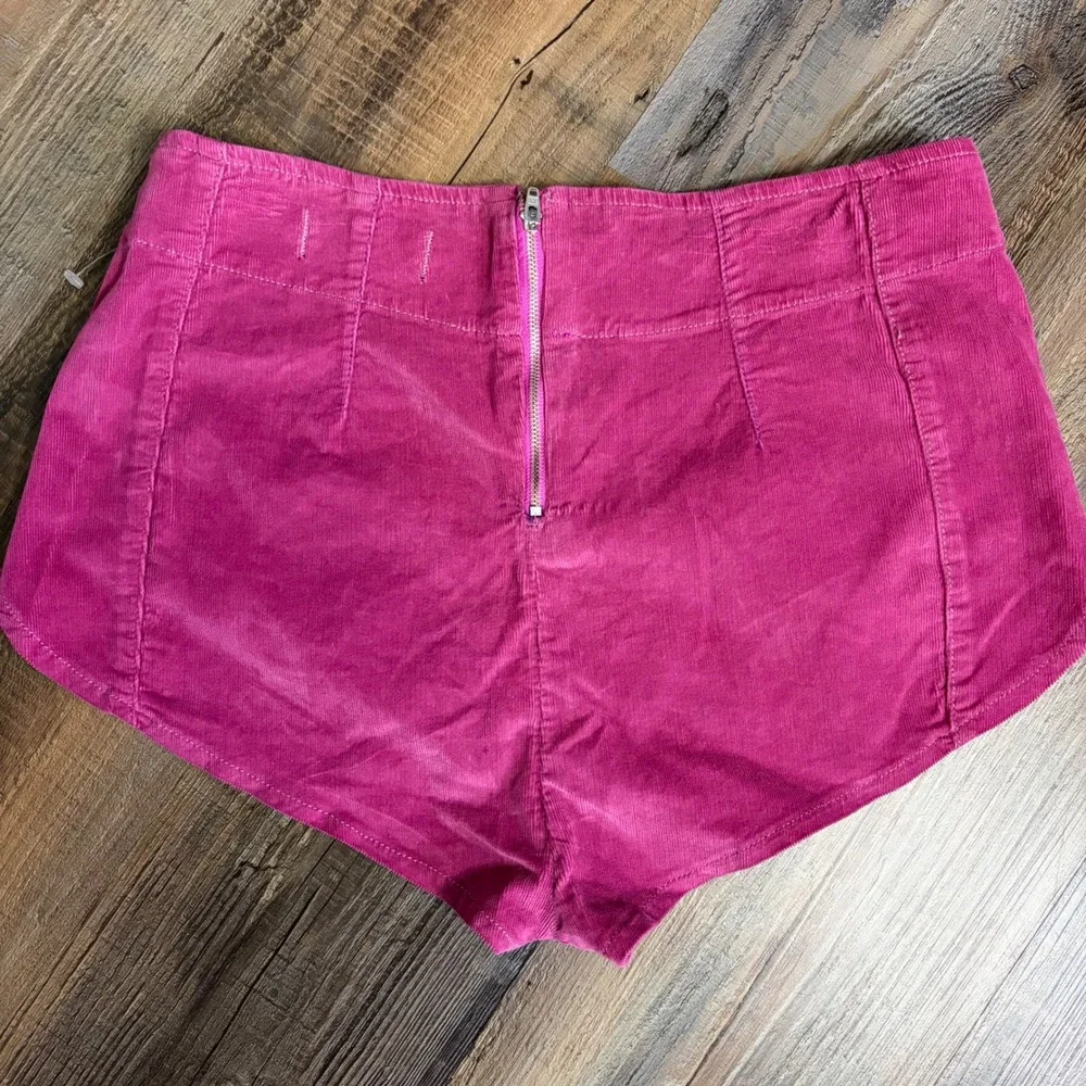 Free People We The Free Keep it Brief Shorts Med Magenta Corduroy High Waist